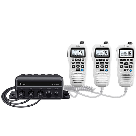 Icom M510BB GW 21 Black Box VHF w/White Command Mic  3 Command Mic Ports [M510BB GW 21]