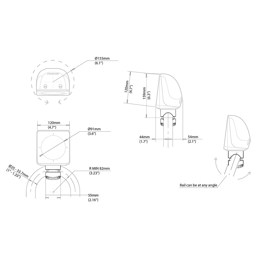 Scanstrut Scanpod Single Instrument Pod Rail Mount - Cut f/Standard Instrument - Fits 1" - 1.33" Rails [SPR-1I-RM]