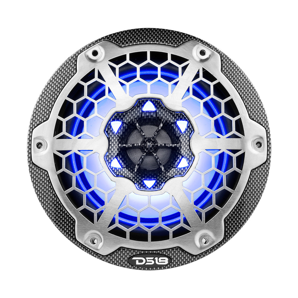 DS18 HYDRO 6.5" 2-Way Marine Speakers w/RGB LED Lights 375W - Black Carbon Fiber [CF-65]