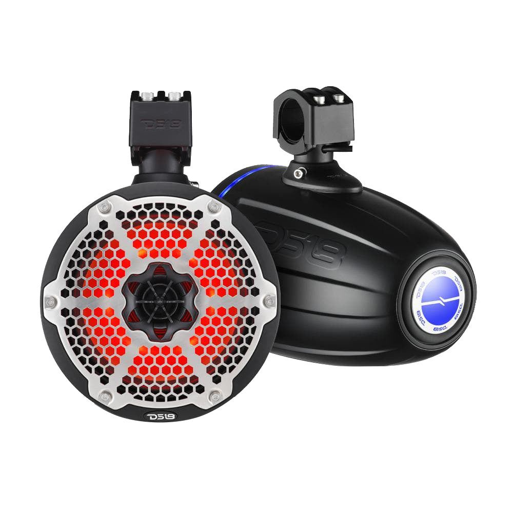 DS18 8" Neodymium Marine Towers w/Built-in Passive Radiator, 1" Driver  RGB LED Light - Black [NXL-X8TPNEO/BK]