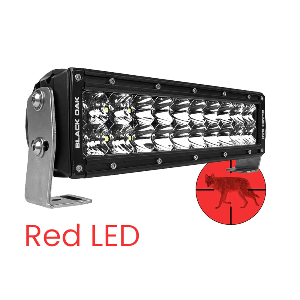 Black Oak 10" Red LED Predator Hunting Light Bar - Combo Optics - Black Housing - Pro Series 3.0 [10R-D3OS]