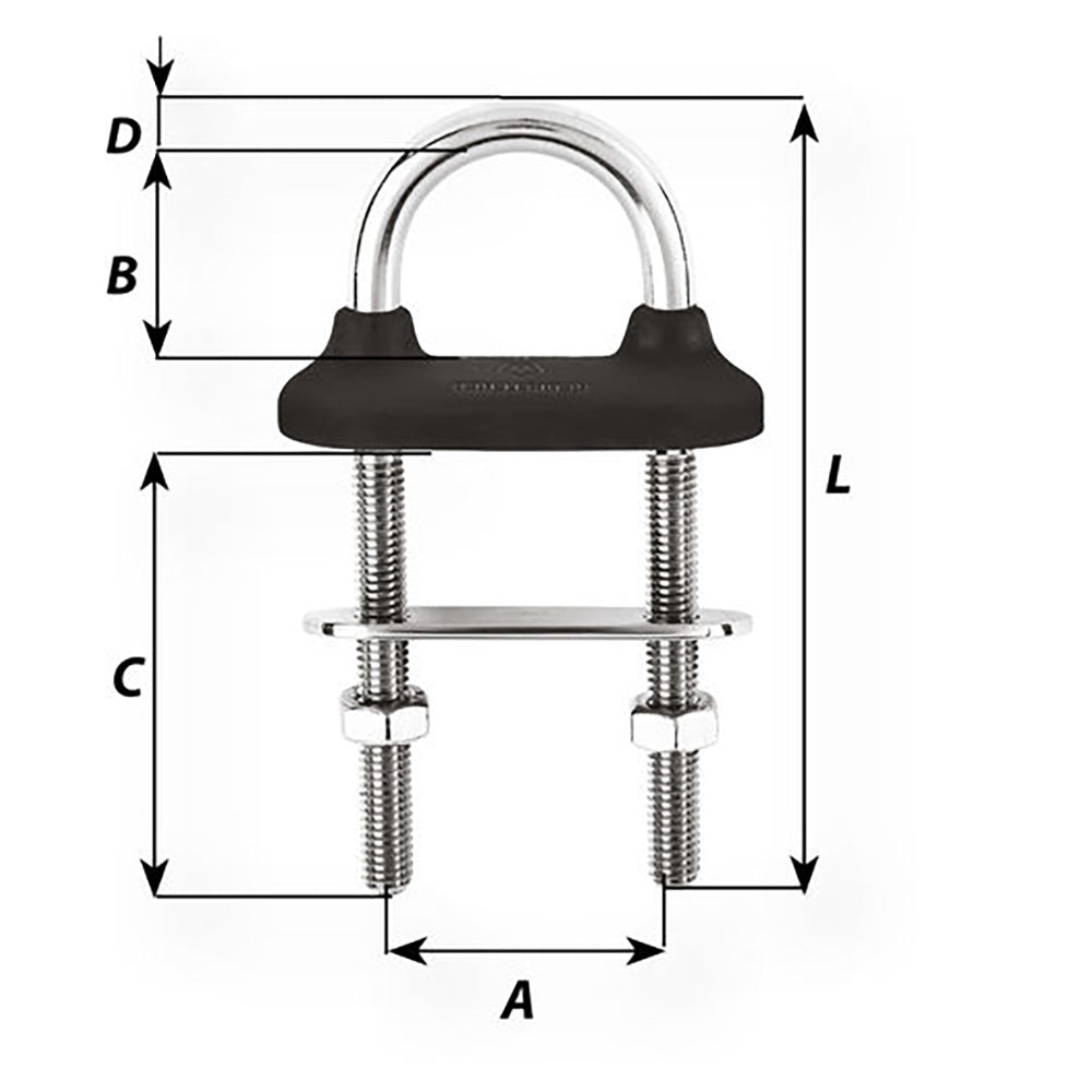 Wichard Black Watertight U-Bolt - 8mm Diameter - 5/16" - 80mm Length - 3-5/32" [65341]